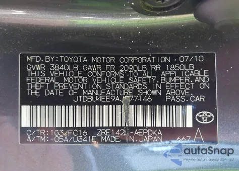 2010 Toyota Corolla Le from USA, damaged, VIN JTDBU4EE9AJ077146
